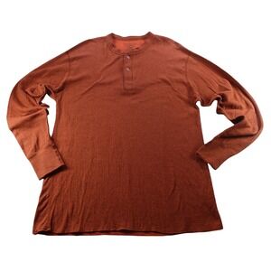 L.L. Bean Shirt Mens Large Orange‎ Button Front Long Sleeve Classic Fit Casual